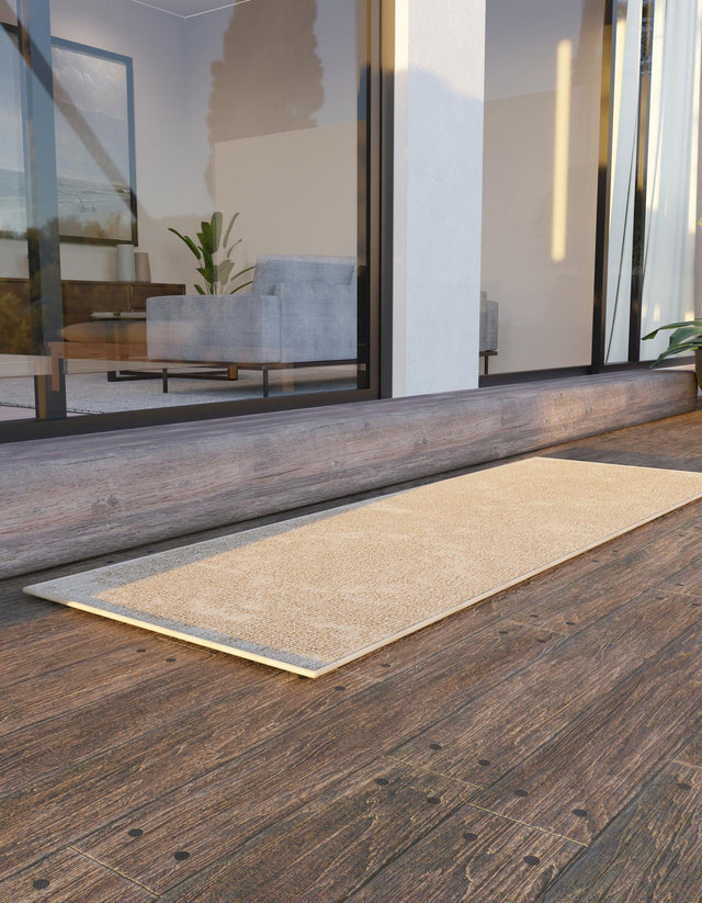 Beige 2' x 6' 1 Symphony Outdoor Runner Area Rug Weather Resistant for Patio, Deck, Terrace, Balcony, Porch Durable Outside Carpet for Sale at Rug Engine