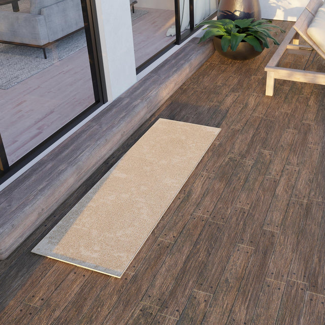 Beige 2' 7 x 12' Symphony Outdoor Runner Area Rug Weather Resistant for Patio, Deck, Terrace, Balcony, Porch Durable Outside Carpet for Sale at Rug Engine