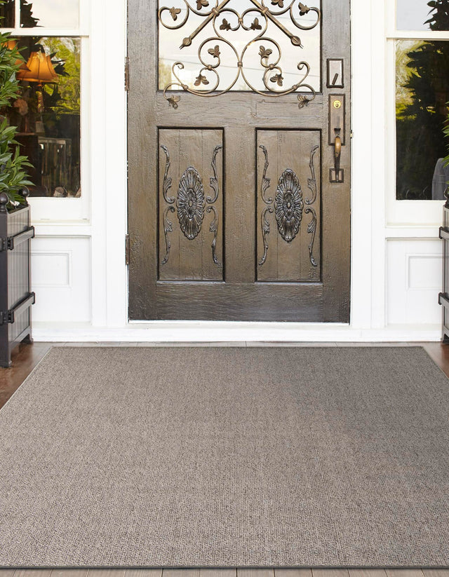 Light Gray 7' 10 x 7' 10 Symphony Outdoor Square Area Rug Weather Resistant for Patio, Deck, Terrace, Balcony, Porch Durable Outside Carpet for Sale at Rug Engine