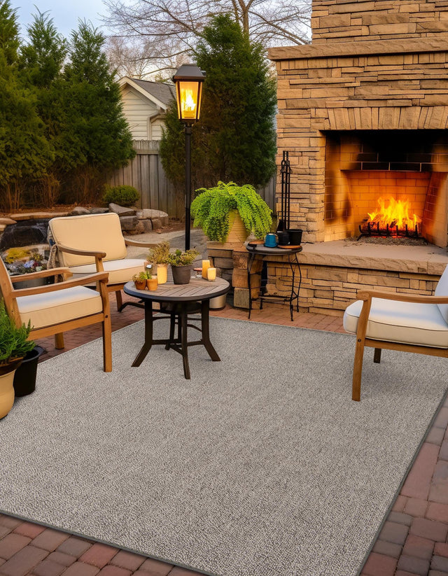 Light Gray 7' 10 x 7' 10 Symphony Outdoor Square Area Rug Weather Resistant for Patio, Deck, Terrace, Balcony, Porch Durable Outside Carpet for Sale at Rug Engine