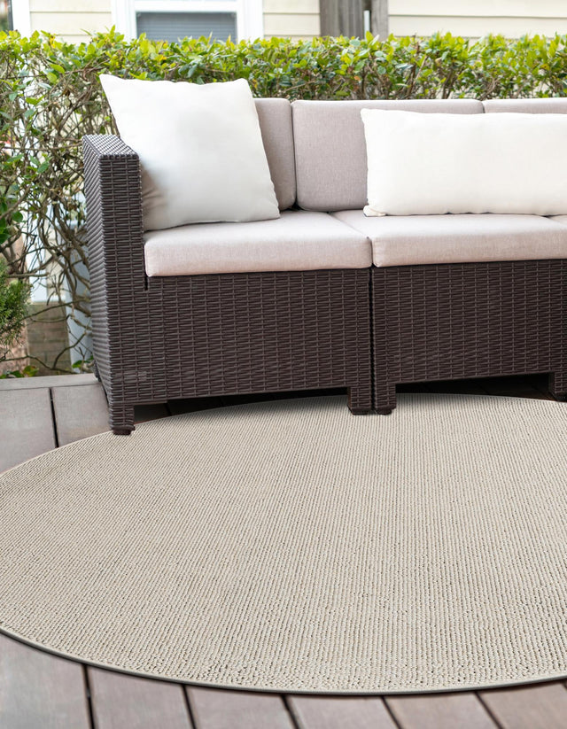 Ivory 7' 10 x 7' 10 Symphony Outdoor Round Area Rug Weather Resistant for Patio, Deck, Terrace, Balcony, Porch Durable Outside Carpet for Sale at Rug Engine