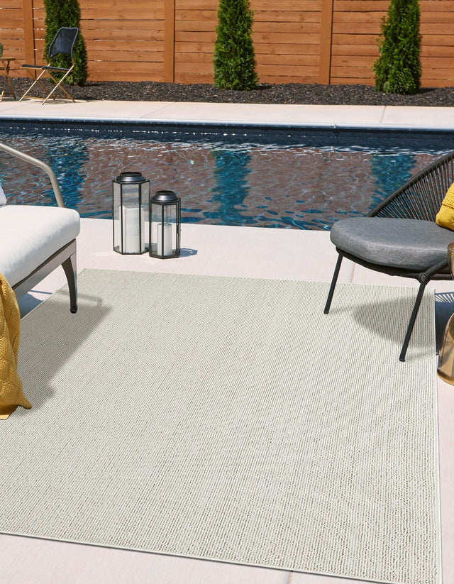 Ivory 4' 1 x 6' 1 Symphony Outdoor Rectangle Area Rug Weather Resistant for Patio, Deck, Terrace, Balcony, Porch Durable Outside Carpet for Sale at Rug Engine