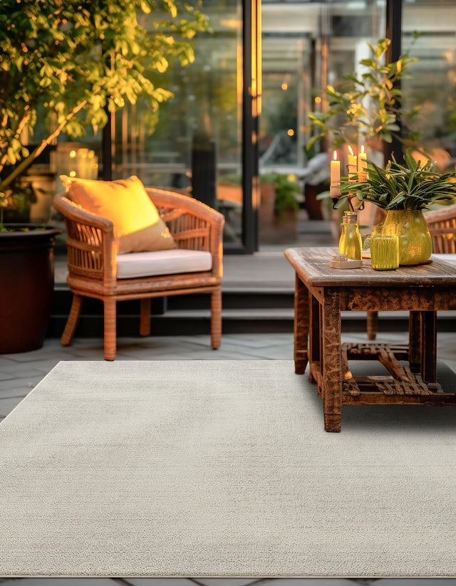 Ivory 7' 10 x 7' 10 Symphony Outdoor Square Area Rug Weather Resistant for Patio, Deck, Terrace, Balcony, Porch Durable Outside Carpet for Sale at Rug Engine