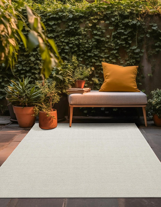 Ivory 7' 10 x 7' 10 Symphony Outdoor Square Area Rug Weather Resistant for Patio, Deck, Terrace, Balcony, Porch Durable Outside Carpet for Sale at Rug Engine