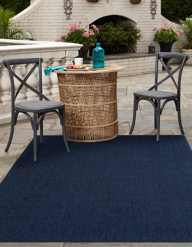 Navy Blue 4' 1 x 6' 1 Symphony Outdoor Rectangle Area Rug Weather Resistant for Patio, Deck, Terrace, Balcony, Porch Durable Outside Carpet for Sale at Rug Engine