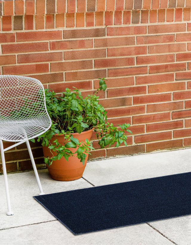 Navy Blue 2' x 8' Symphony Outdoor Runner Area Rug Weather Resistant for Patio, Deck, Terrace, Balcony, Porch Durable Outside Carpet for Sale at Rug Engine