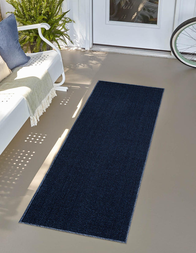 Navy Blue 2' x 8' Symphony Outdoor Runner Area Rug Weather Resistant for Patio, Deck, Terrace, Balcony, Porch Durable Outside Carpet for Sale at Rug Engine