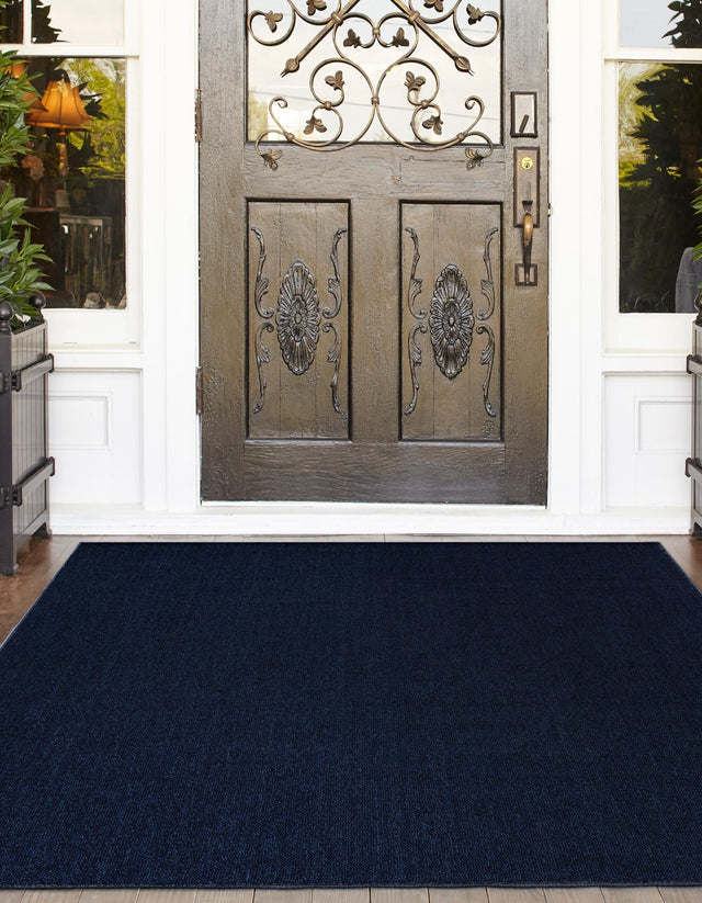 Navy Blue 7' 10 x 7' 10 Symphony Outdoor Square Area Rug Weather Resistant for Patio, Deck, Terrace, Balcony, Porch Durable Outside Carpet for Sale at Rug Engine