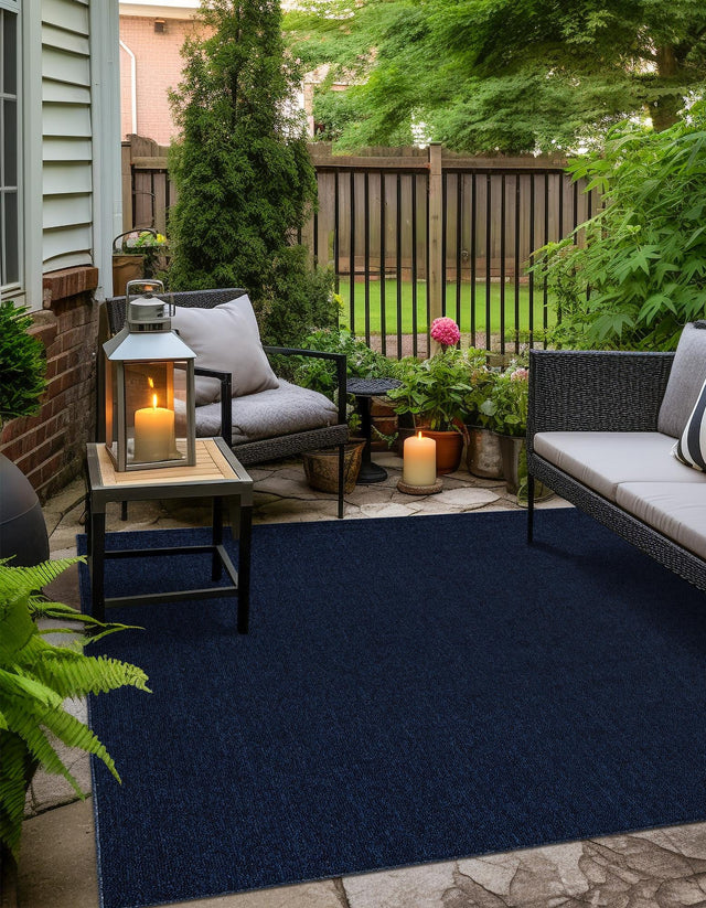 Navy Blue 7' 10 x 7' 10 Symphony Outdoor Square Area Rug Weather Resistant for Patio, Deck, Terrace, Balcony, Porch Durable Outside Carpet for Sale at Rug Engine
