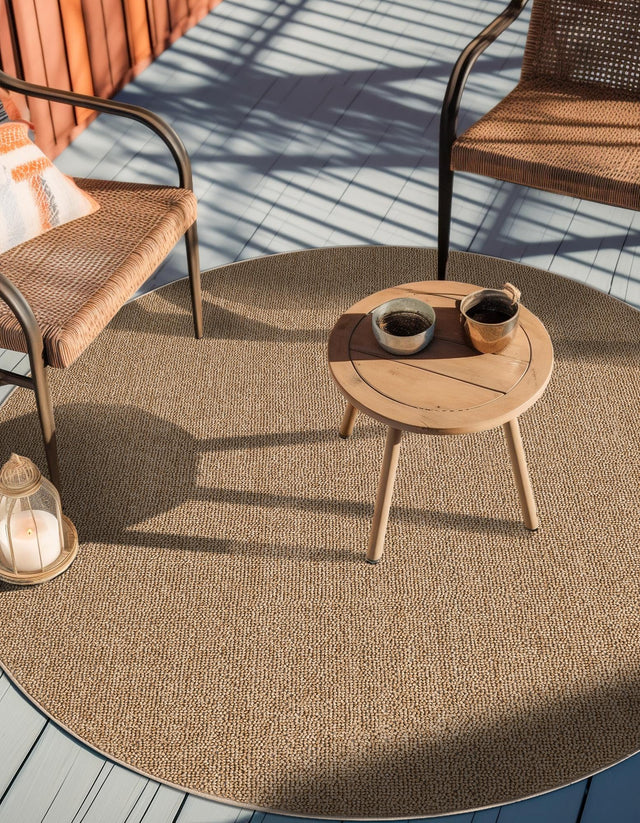 Beige 3' 1 x 3' 1 Symphony Outdoor Round Area Rug Weather Resistant for Patio, Deck, Terrace, Balcony, Porch Durable Outside Carpet for Sale at Rug Engine
