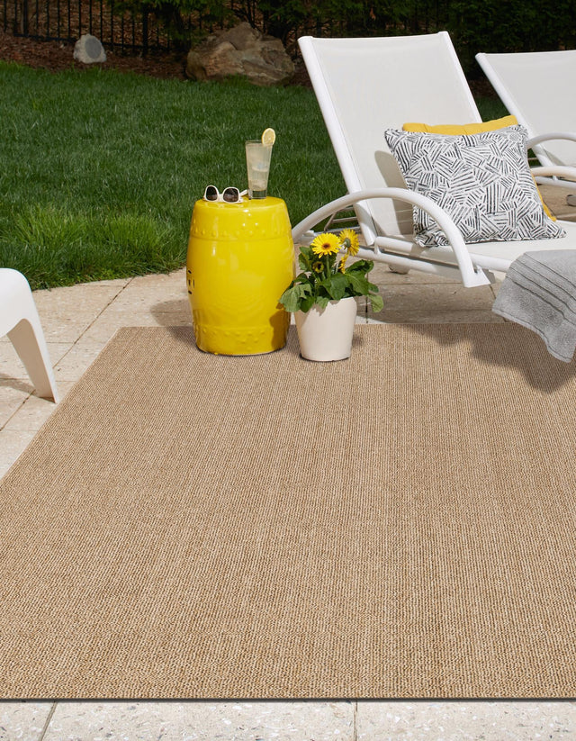 Beige 4' 1 x 6' 1 Symphony Outdoor Rectangle Area Rug Weather Resistant for Patio, Deck, Terrace, Balcony, Porch Durable Outside Carpet for Sale at Rug Engine