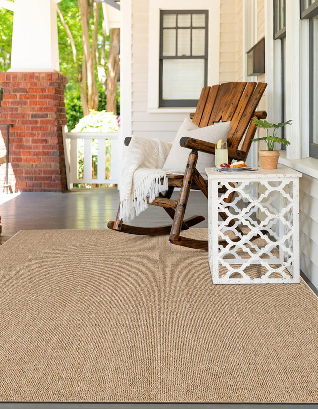 Beige 4' 1 x 6' 1 Symphony Outdoor Rectangle Area Rug Weather Resistant for Patio, Deck, Terrace, Balcony, Porch Durable Outside Carpet for Sale at Rug Engine