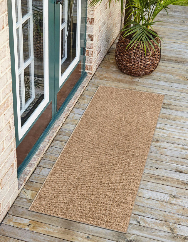 Beige 2' x 8' Symphony Outdoor Runner Area Rug Weather Resistant for Patio, Deck, Terrace, Balcony, Porch Durable Outside Carpet for Sale at Rug Engine