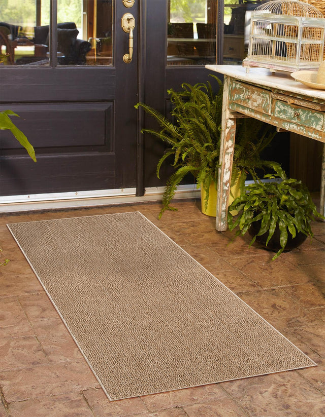 Beige 2' 7 x 12' Symphony Outdoor Runner Area Rug Weather Resistant for Patio, Deck, Terrace, Balcony, Porch Durable Outside Carpet for Sale at Rug Engine