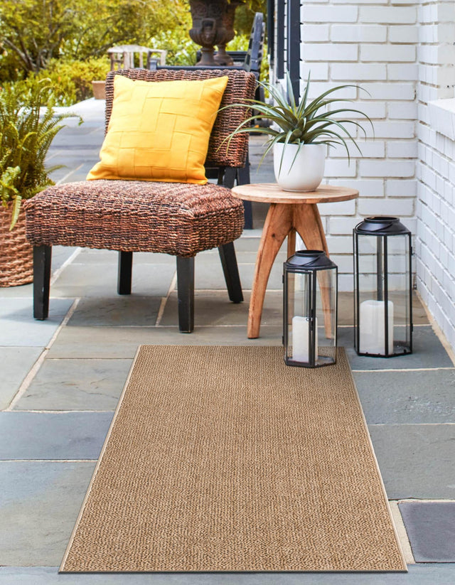 Beige 2' x 8' Symphony Outdoor Runner Area Rug Weather Resistant for Patio, Deck, Terrace, Balcony, Porch Durable Outside Carpet for Sale at Rug Engine