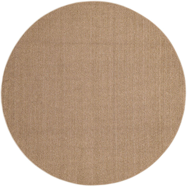 Beige 7' 10 x 7' 10 Symphony Outdoor Round Area Rug Weather Resistant for Patio, Deck, Terrace, Balcony, Porch Durable Outside Carpet for Sale at Rug Engine