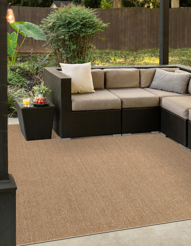 Beige 7' 10 x 7' 10 Symphony Outdoor Square Area Rug Weather Resistant for Patio, Deck, Terrace, Balcony, Porch Durable Outside Carpet for Sale at Rug Engine