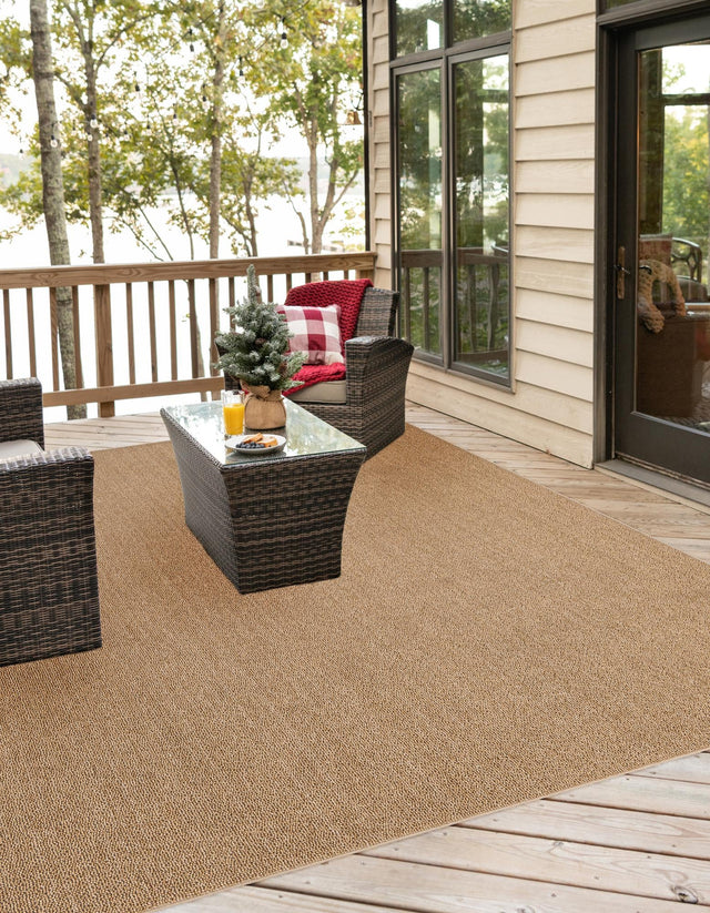 Beige 7' 10 x 7' 10 Symphony Outdoor Square Area Rug Weather Resistant for Patio, Deck, Terrace, Balcony, Porch Durable Outside Carpet for Sale at Rug Engine