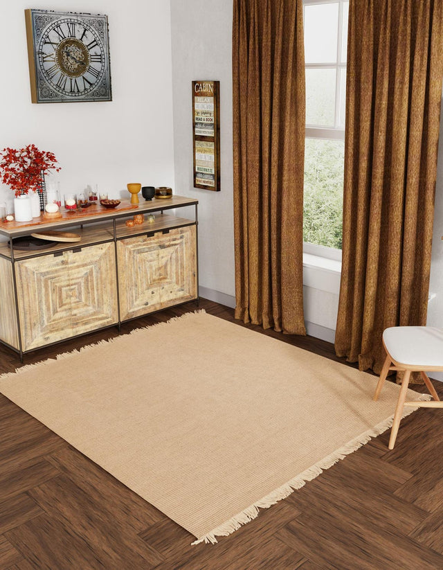 Natural 5' 1 x 5' 1 Cottage Farm Square Area Rug Jute Carpet Mat for Living Rooms, Dining, Office, Dorms for Sale at Rug Engine