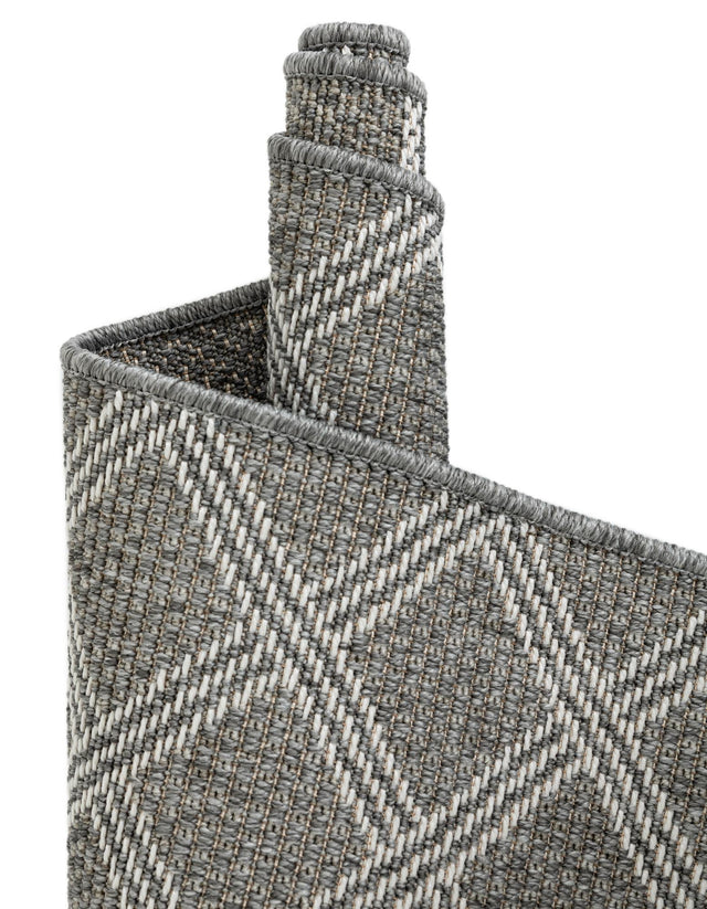Gray 7' 10 x 10' Outdoor Trellis Rectangle Area Rug Weather Resistant for Patio, Deck, Terrace, Balcony, Porch Geometric Design Water Safe Outside Carpet for Sale at Rug Engine