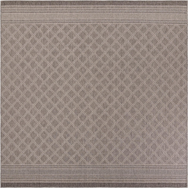 Chocolate Brown 10' x 10' Outdoor Trellis Square Area Rug Weather Resistant for Patio, Deck, Terrace, Balcony, Porch Geometric Design Water Safe Outside Carpet for Sale at Rug Engine