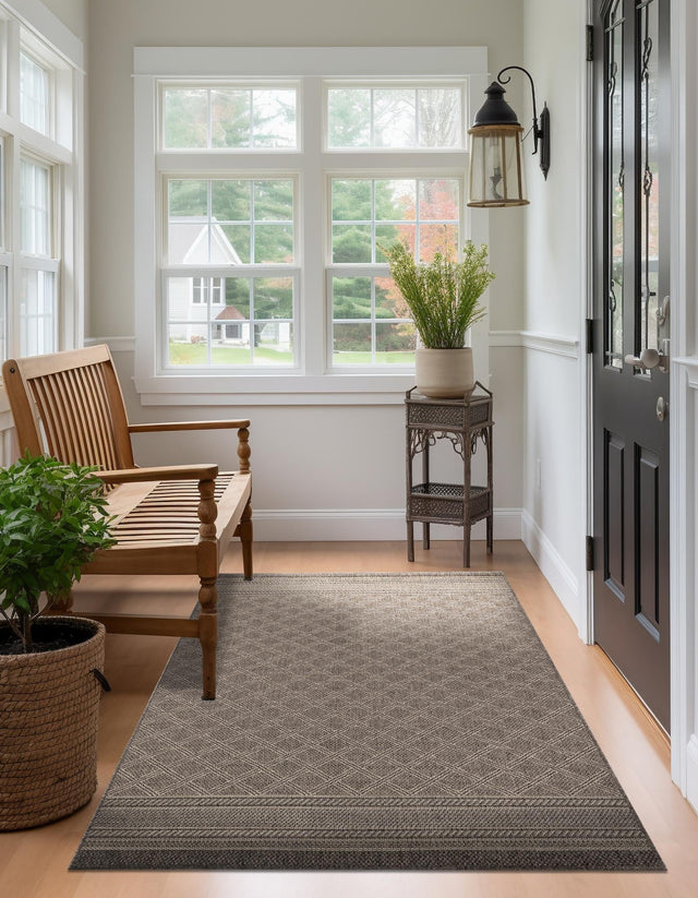Chocolate Brown 2' x 3' 1 Outdoor Trellis Rectangle Area Rug Weather Resistant for Patio, Deck, Terrace, Balcony, Porch Geometric Design Water Safe Outside Carpet for Sale at Rug Engine