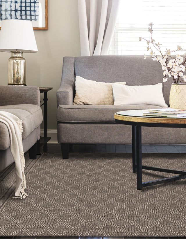 Chocolate Brown 2' x 3' 1 Outdoor Trellis Rectangle Area Rug Weather Resistant for Patio, Deck, Terrace, Balcony, Porch Geometric Design Water Safe Outside Carpet for Sale at Rug Engine