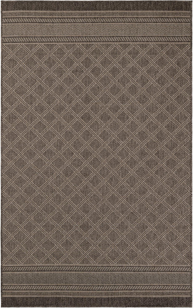 Chocolate Brown 5' 1 x 8' Outdoor Trellis Rectangle Area Rug Weather Resistant for Patio, Deck, Terrace, Balcony, Porch Geometric Design Water Safe Outside Carpet for Sale at Rug Engine