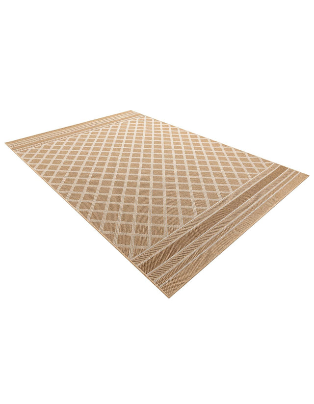 Natural 7' 1 x 10' Outdoor Trellis Rectangle Area Rug Weather Resistant for Patio, Deck, Terrace, Balcony, Porch Geometric Design Water Safe Outside Carpet for Sale at Rug Engine