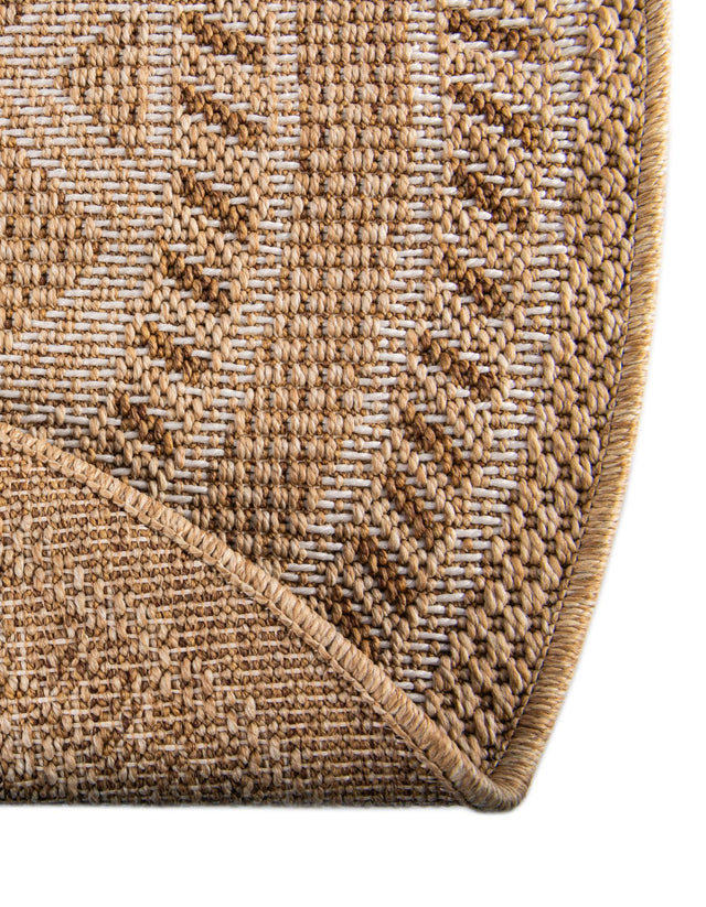 Natural 5' 1 x 5' 1 Outdoor Trellis Round Area Rug Weather Resistant for Patio, Deck, Terrace, Balcony, Porch Geometric Design Water Safe Outside Carpet for Sale at Rug Engine