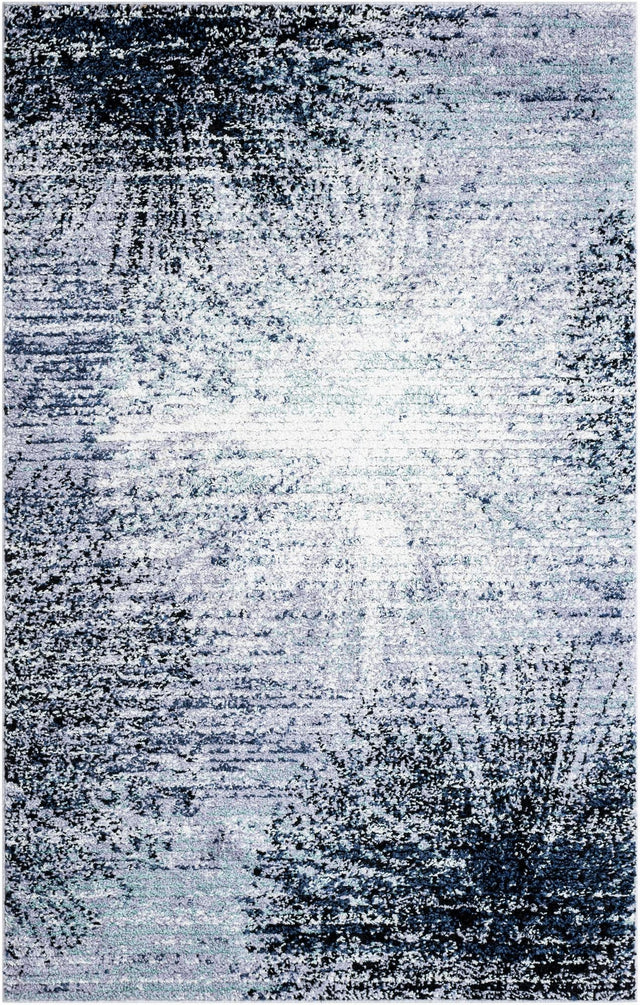 Blue and Gray 5' 3 x 8' Tucson Rectangle Area Rug 100% Polyester Unique Modern Carpet for Dining Rooms, Living Room, Bedrooms, Office Space for Sale at Rug Engine