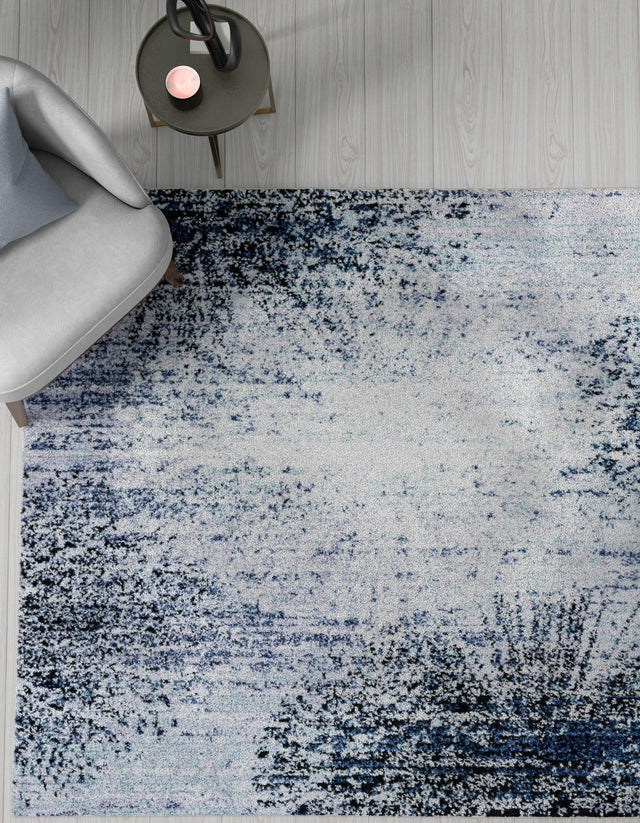 Blue and Gray 6' 1 x 6' 1 Tucson Square Area Rug 100% Polyester Unique Modern Carpet for Dining Rooms, Living Room, Bedrooms, Office Space for Sale at Rug Engine
