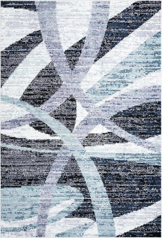 Gray and Ivory 10' x 14' 1 Tucson Rectangle Area Rug 100% Polyester Unique Modern Carpet for Dining Rooms, Living Room, Bedrooms, Office Space for Sale at Rug Engine