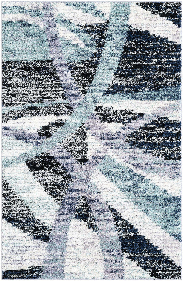 Gray and Ivory 4' 1 x 6' 1 Tucson Rectangle Area Rug 100% Polyester Unique Modern Carpet for Dining Rooms, Living Room, Bedrooms, Office Space for Sale at Rug Engine
