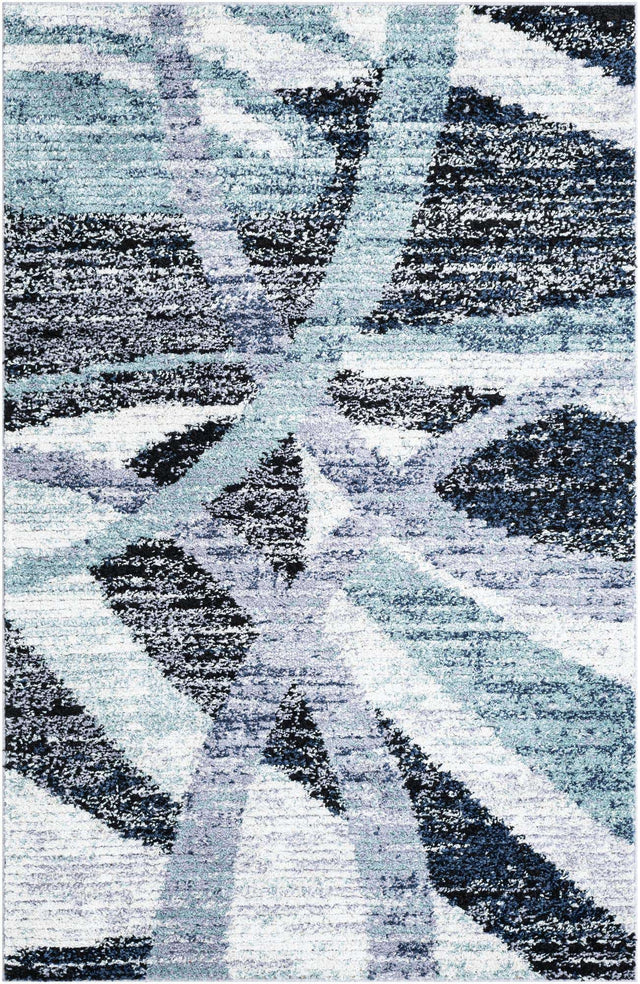 Gray and Ivory 5' 3 x 8' Tucson Rectangle Area Rug 100% Polyester Unique Modern Carpet for Dining Rooms, Living Room, Bedrooms, Office Space for Sale at Rug Engine