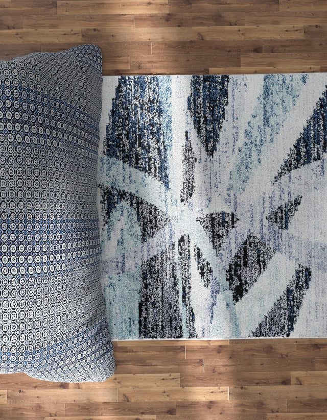 Gray and Ivory 6' 1 x 6' 1 Tucson Square Area Rug 100% Polyester Unique Modern Carpet for Dining Rooms, Living Room, Bedrooms, Office Space for Sale at Rug Engine