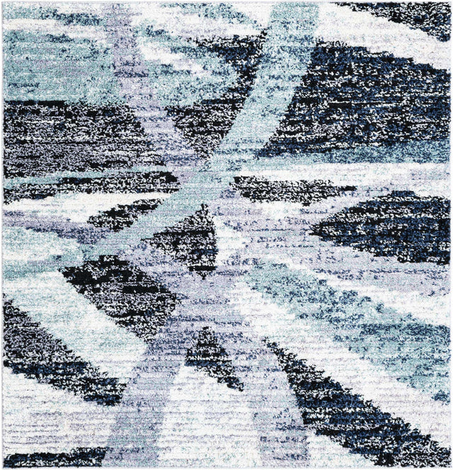 Gray and Ivory 6' 1 x 6' 1 Tucson Square Area Rug 100% Polyester Unique Modern Carpet for Dining Rooms, Living Room, Bedrooms, Office Space for Sale at Rug Engine