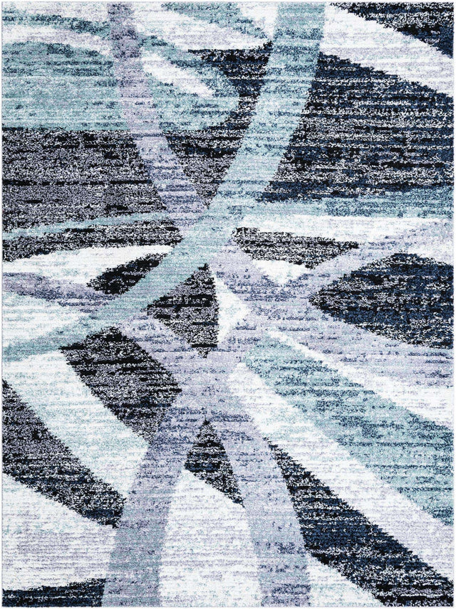 Gray and Ivory 9' x 12' Tucson Rectangle Area Rug 100% Polyester Unique Modern Carpet for Dining Rooms, Living Room, Bedrooms, Office Space for Sale at Rug Engine