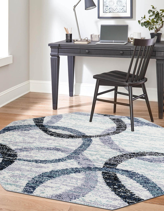 Ivory 7' 1 x 7' 1 Tucson Octagon Area Rug 100% Polyester Unique Modern Carpet for Dining Rooms, Living Room, Bedrooms, Office Space for Sale at Rug Engine