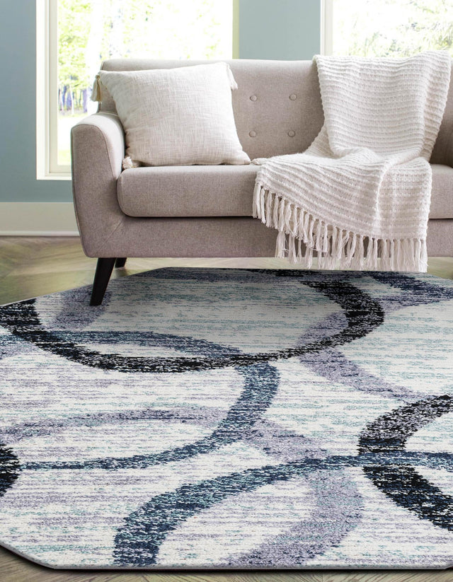 Ivory 7' 1 x 7' 1 Tucson Octagon Area Rug 100% Polyester Unique Modern Carpet for Dining Rooms, Living Room, Bedrooms, Office Space for Sale at Rug Engine