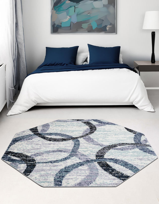 Ivory 7' 1 x 7' 1 Tucson Octagon Area Rug 100% Polyester Unique Modern Carpet for Dining Rooms, Living Room, Bedrooms, Office Space for Sale at Rug Engine
