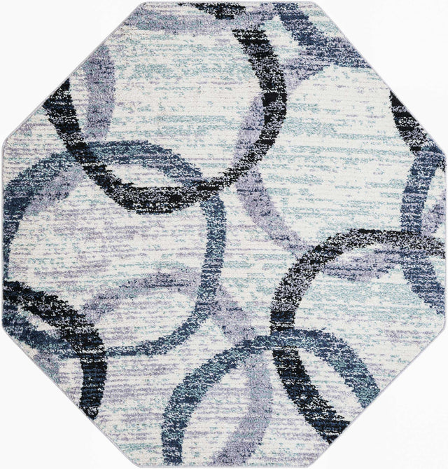 Ivory 7' 1 x 7' 1 Tucson Octagon Area Rug 100% Polyester Unique Modern Carpet for Dining Rooms, Living Room, Bedrooms, Office Space for Sale at Rug Engine