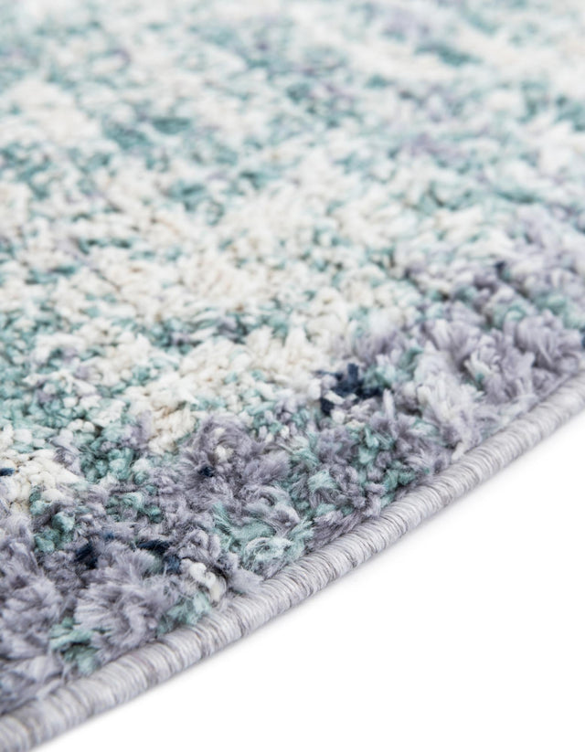 Blue and Gray 5' 3 x 5' 3 Tucson Round Area Rug 100% Polyester Unique Modern Carpet for Dining Rooms, Living Room, Bedrooms, Office Space for Sale at Rug Engine