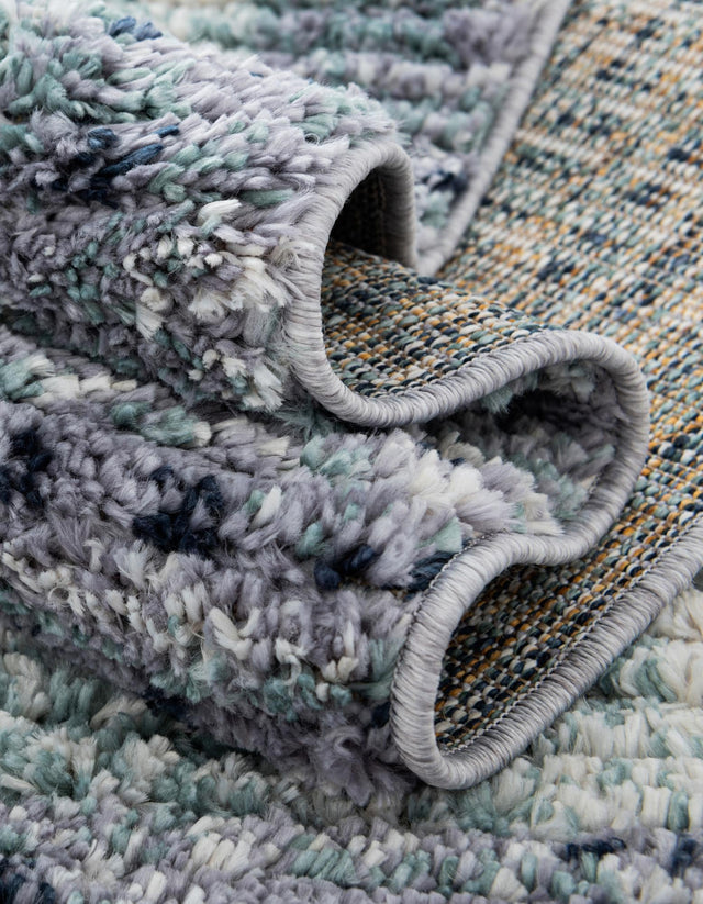 Blue and Gray 5' 3 x 5' 3 Tucson Round Area Rug 100% Polyester Unique Modern Carpet for Dining Rooms, Living Room, Bedrooms, Office Space for Sale at Rug Engine