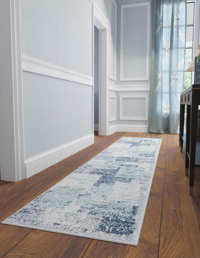 Blue and Gray 2' x 6' 1 Tucson Runner Area Rug 100% Polyester Unique Modern Carpet for Dining Rooms, Living Room, Bedrooms, Office Space for Sale at Rug Engine