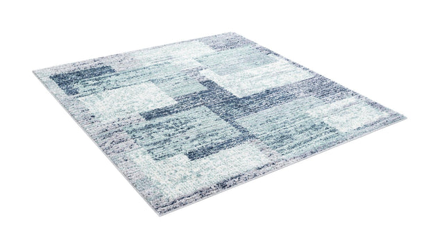 Blue and Gray 6' 1 x 6' 1 Tucson Square Area Rug 100% Polyester Unique Modern Carpet for Dining Rooms, Living Room, Bedrooms, Office Space for Sale at Rug Engine