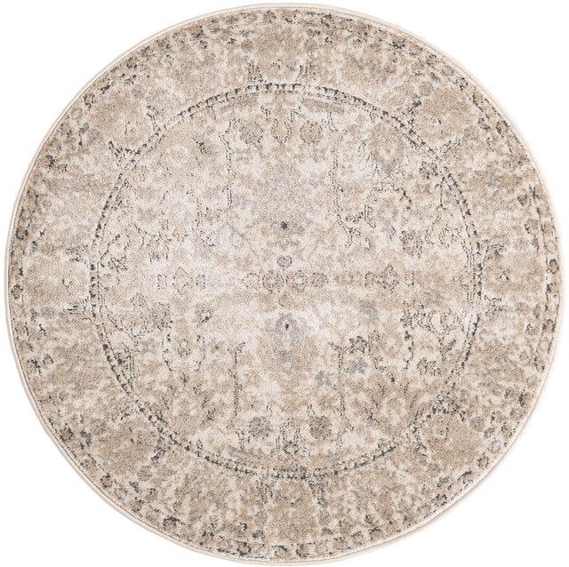 Ivory 4' 1 x 4' 1 Portland Round Area Rug 85% Polypropylene & 15% Polyester Vintage Distressed Traditional Carpet for Home Decor for Sale at Rug Engine