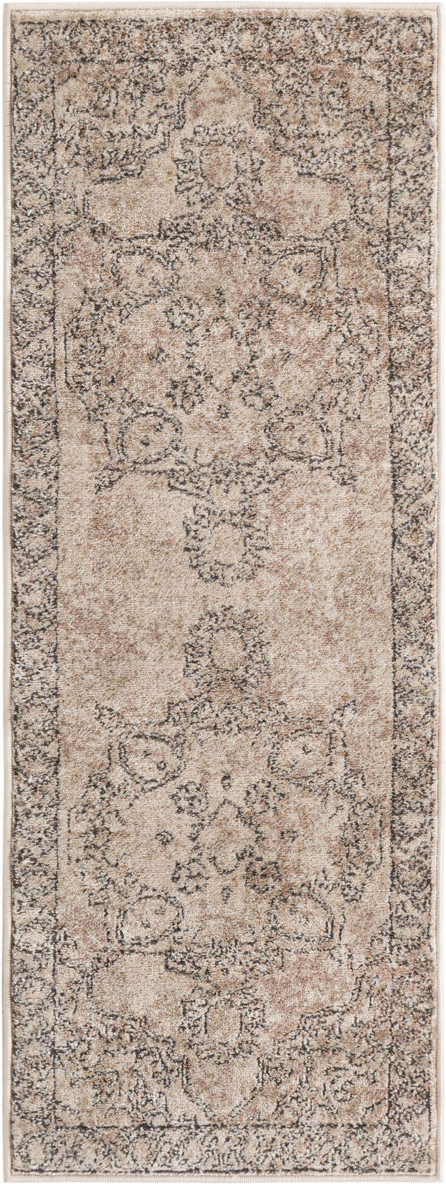 Ivory 2' x 5' 3 Portland Runner Area Rug 85% Polypropylene & 15% Polyester Vintage Distressed Traditional Carpet for Home Decor for Sale at Rug Engine