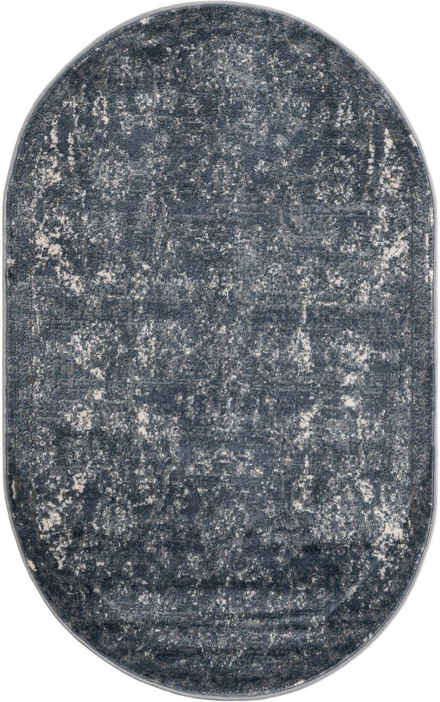 Blue 3' 1 x 5' 3 Portland Oval Area Rug 85% Polypropylene & 15% Polyester Vintage Distressed Traditional Carpet for Home Decor for Sale at Rug Engine