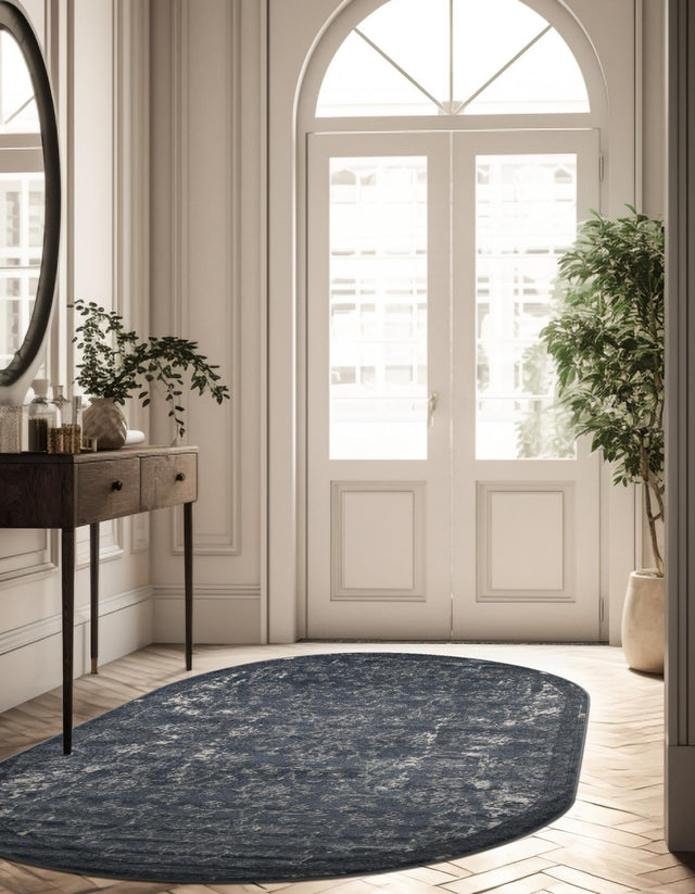 Blue 4' 1 x 6' 1 Portland Oval Area Rug 85% Polypropylene & 15% Polyester Vintage Distressed Traditional Carpet for Home Decor for Sale at Rug Engine